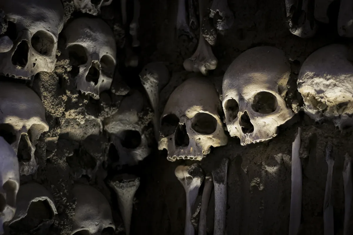 The walls in the Chapel of Bones in Portugal.